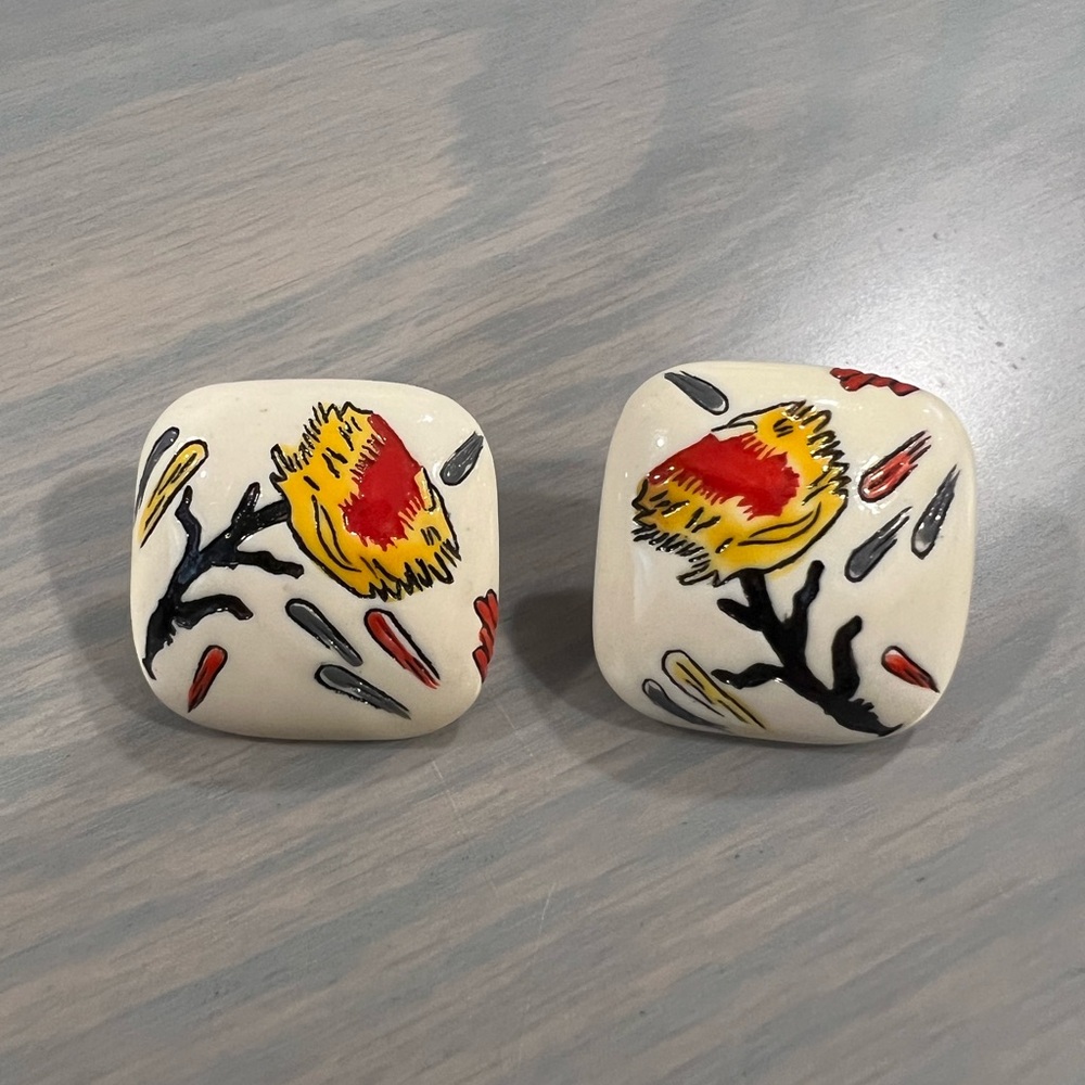 Vintage retro enamel earrings